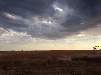 Scenic view of landscape against cloudy sky