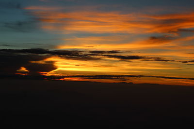 Scenic view of dramatic sky during sunset