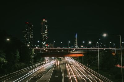 Light trails on highway at night