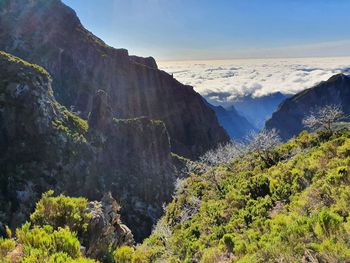 Scenic view of mountains against sky