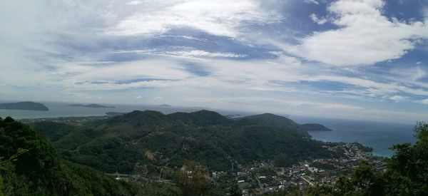 Scenic view of landscape against cloudy sky