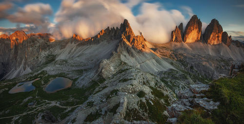 Panoramic view of rocky mountains against sky