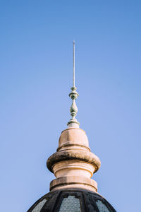 Low angle view of building against clear blue sky