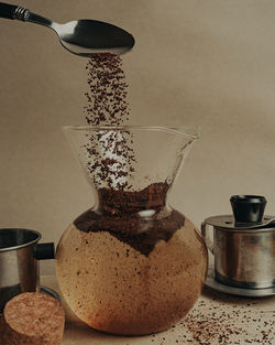 Close-up of coffee on table