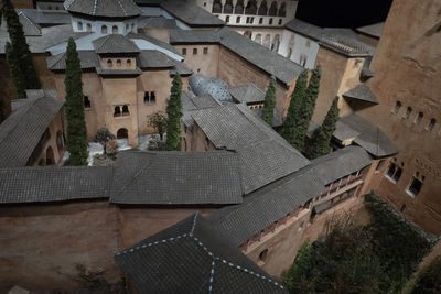 High angle view of buildings in town