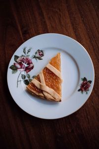 High angle view of breakfast in plate on table