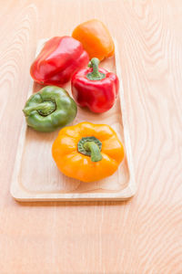 High angle view of bell peppers