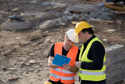 Construction workers working at site