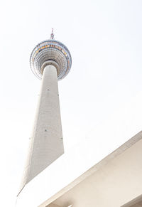 Low angle view of television tower against sky