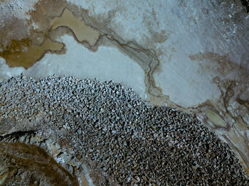 High angle view of sea shore at night