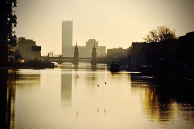 View of river at sunset