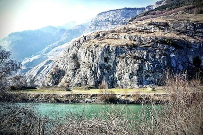 Scenic view of lake and mountains