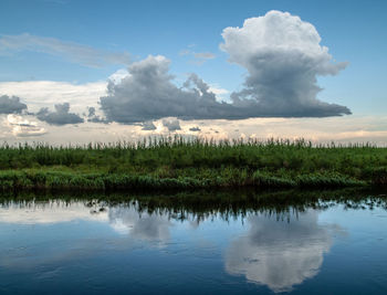 Scenic view of lake against sky