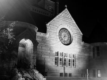 Low angle view of traditional building at night