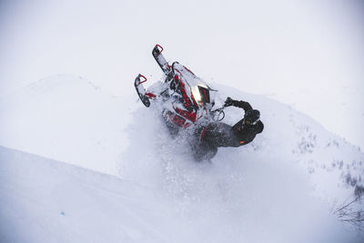 High angle view of person skiing on snow