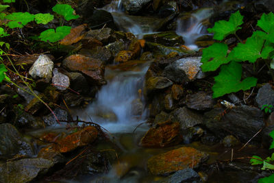 Water flowing through rocks