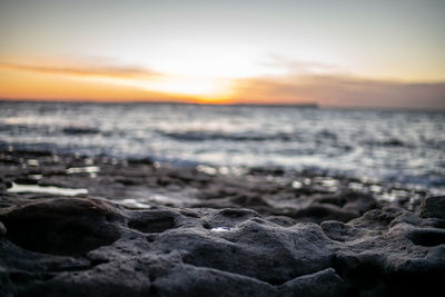 Scenic view of sea during sunset