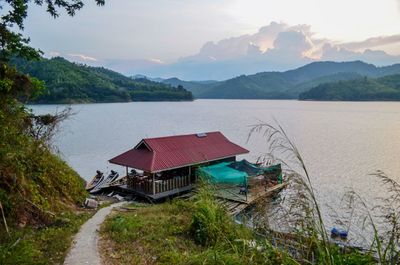 Scenic view of lake against sky