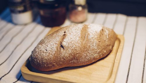 High angle view of bread on table