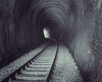 Railroad tracks in tunnel