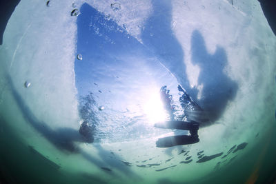 Person swimming in sea