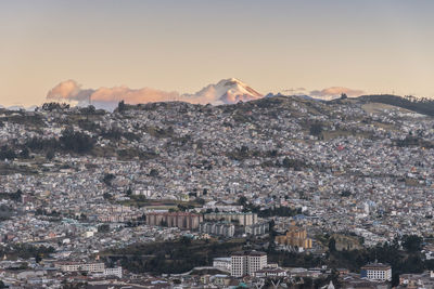 High angle view of townscape against sky