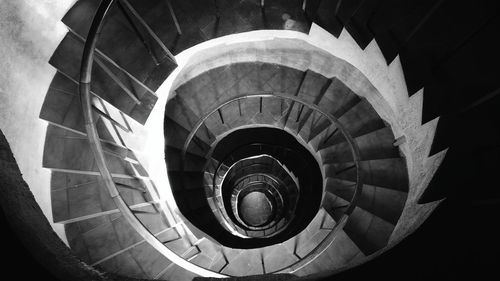 High angle view of spiral stairs