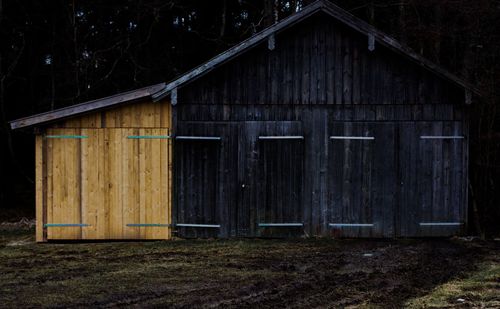 Exterior of old abandoned house in forest