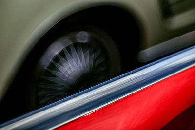 Close-up of reflection of car window