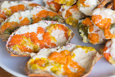 Close-up of sushi served in plate