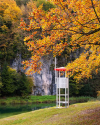 Built structure on field during autumn