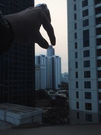 People looking at city skyline