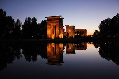 Reflection of building in water