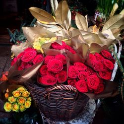 High angle view of flowers for sale in market