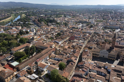 Panoramic aerial view of the city of empoli in tuscany