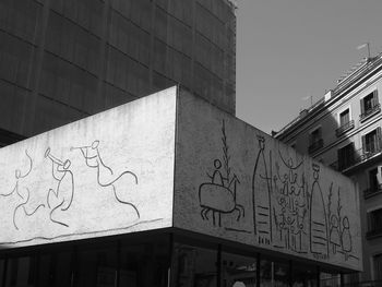 Close-up of text on wall in city