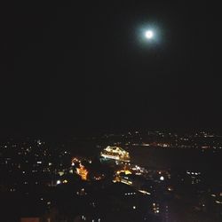 Aerial view of illuminated cityscape