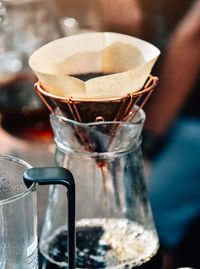 Close-up of coffee cup on table