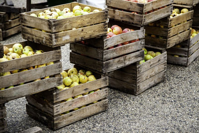 Apples in crates