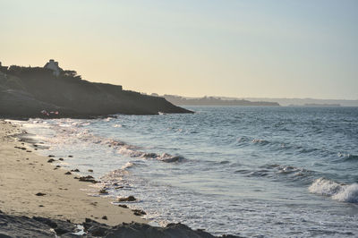 Scenic view of sea against clear sky