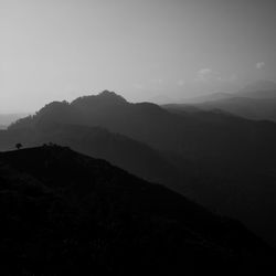 Scenic view of silhouette mountains against sky