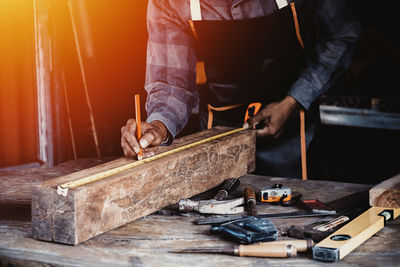 Man working on table