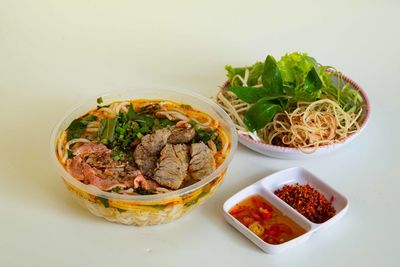 Close-up of food served in plate