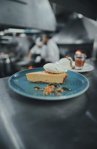 Close-up of dessert in plate on table