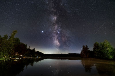 Scenic view of lake against star field