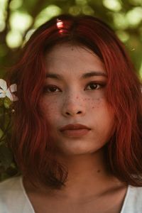 Close-up portrait of a beautiful young woman