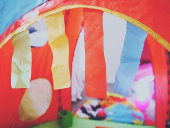 Close-up of multi colored umbrella