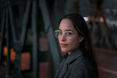 Portrait of woman wearing eyeglasses