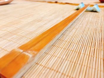 Close-up of wooden table