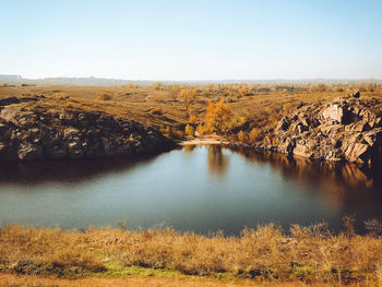 Scenic view of landscape against clear sky